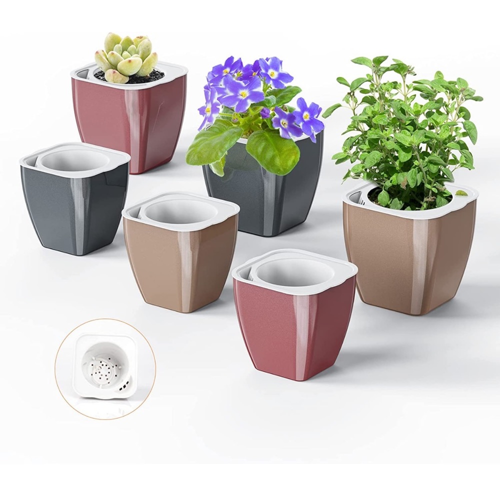 Plant Pots-Self Watering Pots for Indoor Plants -Pack of 6 5" & 7"
